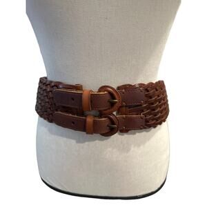 Womens Abercrombie & Fitch Brown Genuine Leather Woven Belt. Size Medium